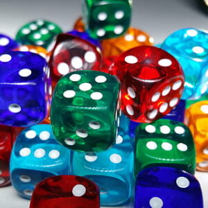 SET OF 6 COLORFUL DICE CRYSTAL CLEAR
