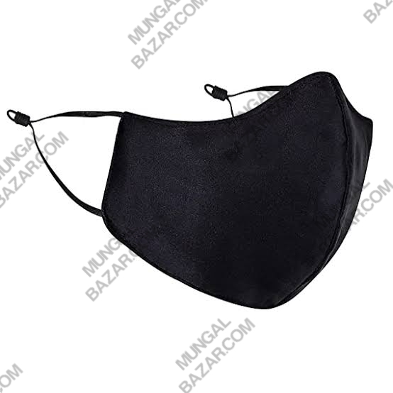 PLAIN BLACK COTTON FACE MASK LARGE SIZE