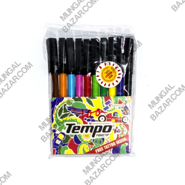 SAYYED TEMPO 10 FIBERTIP COLORING MARKERS