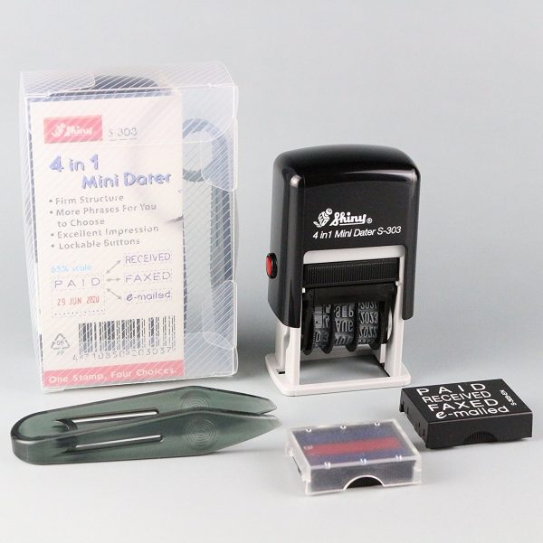 Shiny S-303-B Self Inking Stamp 4 In 1 Mini Stamp