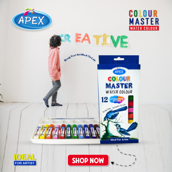 APEX COLOUR MASTER WATER COLOUR 12 ATTRACTIVE SHADES