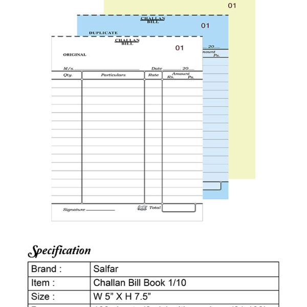 Salfar Challan book 1/10