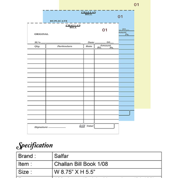 Salfar Challan book 1/08