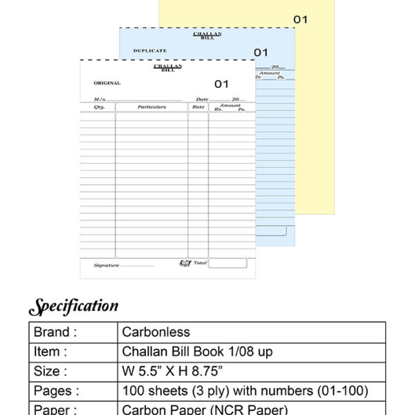 Challan Bill Book 1/08