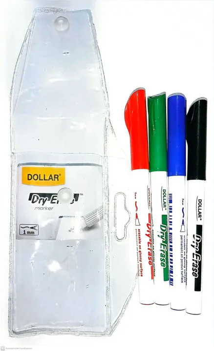 Dollar Dry Erase Whiteboard marker (4pcs multicolor pack)