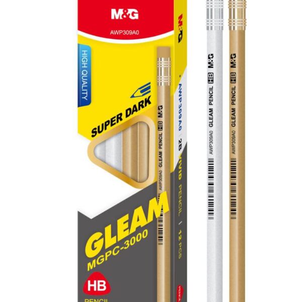 M&G HIGH QUALITY PENCILS METALLIC GOLDEN AND SILVER COLOR PACK OF 12 PCS